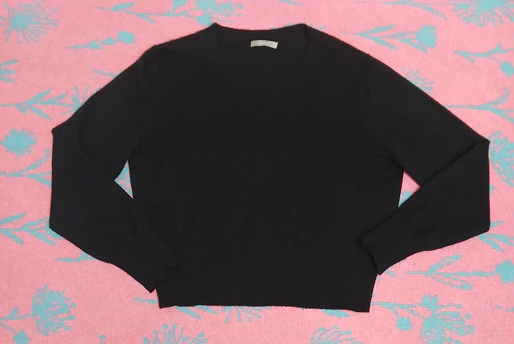 J.crew womens small 100% good cashmere standard black cropped boxy classic